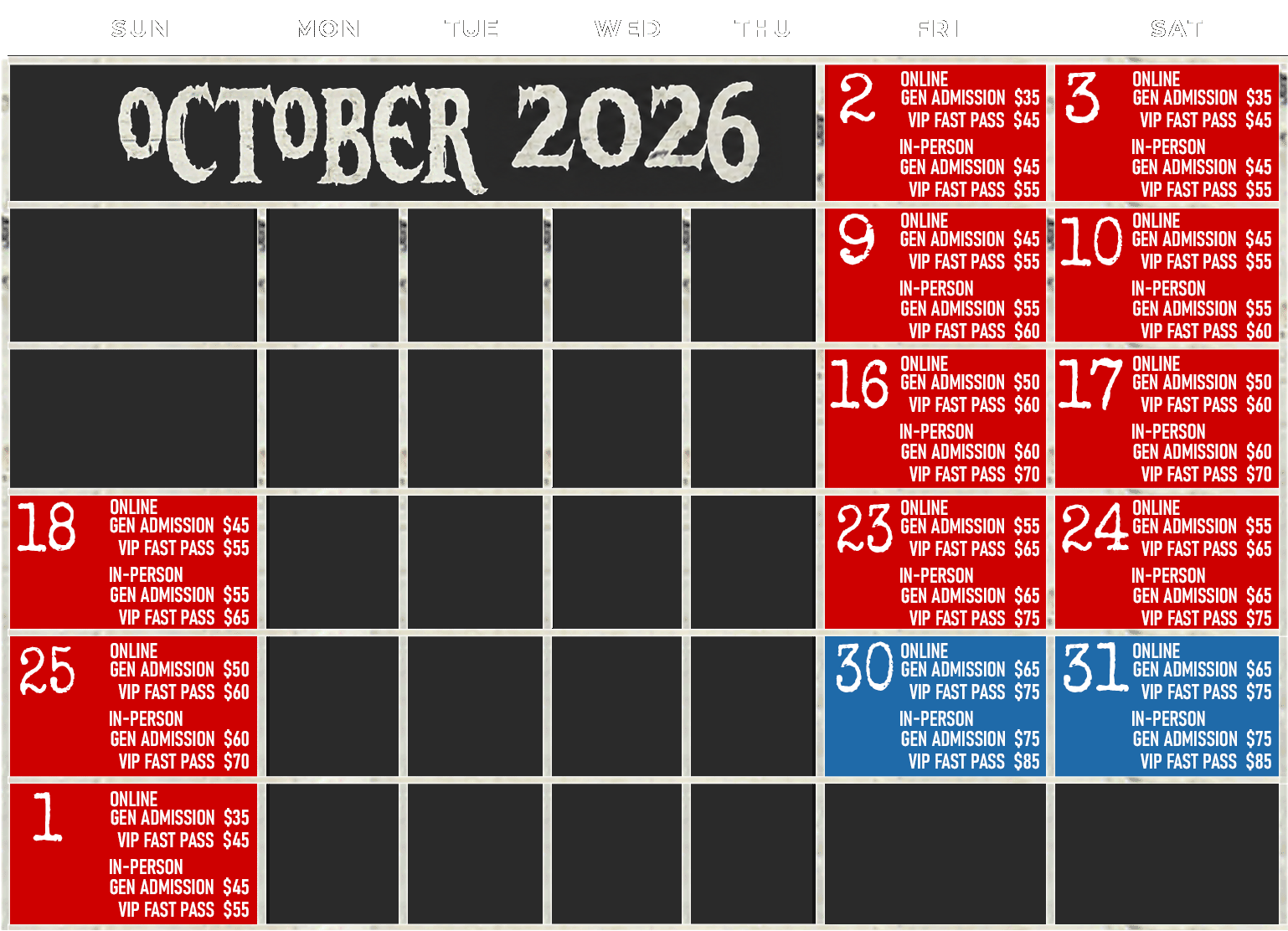 Calendar – Click to choose a date and buy tickets